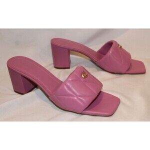 Coach Women's Holly Leather Block Heel Platform Sandals Pink NIB SZ 9.5